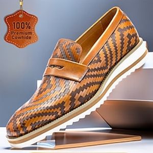 Men's Loafers  Slip-Ons Formal Shoes Dress Shoes British Gentleman Office  Career Party  Evening Leather Italian Full-Grain Cowhide Comfortable Slip Resistant Slip-on Light Brown Lightinthebox