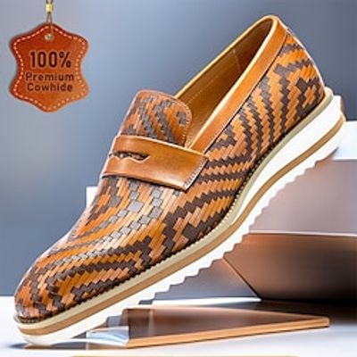Men's Loafers  Slip-Ons Formal Shoes Dress Shoes British Gentleman Office  Career Party  Evening Leather Italian Full-Grain Cowhide Comfortable Slip Resistant Slip-on Light Brown Lightinthebox