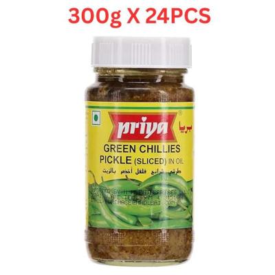 Priya Green Chilli (Sliced) Pickle In Oil 300g Pack of 24