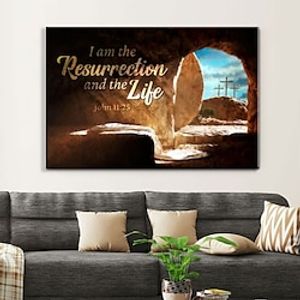 Religion Wall Art Canvas John 1125 I am the resurrection and the life Prints and Posters  Pictures Decorative Fabric Painting For Living Room Pictures No Frame miniinthebox