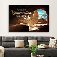 Religion Wall Art Canvas John 1125 I am the resurrection and the life Prints and Posters  Pictures Decorative Fabric Painting For Living Room Pictures No Frame miniinthebox