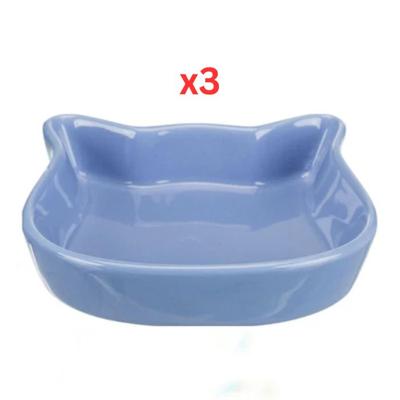 Trixie Ceramic Cat Face Bowl For Cats Light Blue (Pack of 3) Trixie Ceramic Cat Face Bowl For Cats Light Blue (Pack of 3)