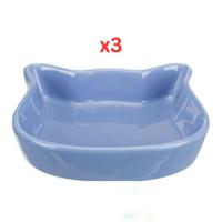 Trixie Ceramic Cat Face Bowl For Cats Light Blue (Pack of 3)