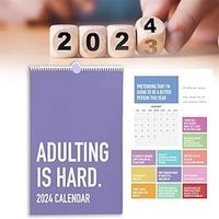 Adulting Is Hard 2024 Calendar 12 Month Inspirational Wall Calendar With Daily Grid Note Pads Flipping Monthly Wall Calendar Lightinthebox - thumbnail