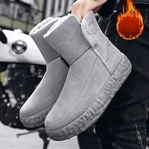 Men's Boots Snow Boots Winter Boots Fleece lined Walking Casual Daily Office  Career Suede Warm Booties / Ankle Boots Lace-up Black Gray Fall Winter miniinthebox