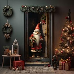 Christmas Santa Door Covers Xmas Decoration Backdrop Door Banner for Front Door Farmhouse Christmas Holiday Party Decor Supplies Lightinthebox