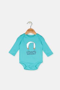 Baby Boys Grandma Magnet Cotton Bodysuit  Turquoise
