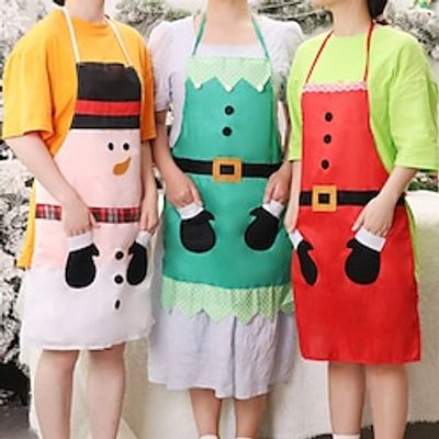 Christmas Decorations Cartoon Sleeveless Home Kitchen Apron Dustproof and Stain Proof Elderly Snowman Smock Household Items Lightinthebox