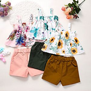 [18m-7y]girls sleeveless sling top with solid color shorts suit Lightinthebox