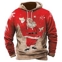 Graphic Santa Claus Merry Christmas Daily Casual Vintage Retro Men's 3D Print Hoodie Pullover Christmas Sports Outdoor Holiday Hoodies Black Red Hooded Knitting Print Spring   Fall Designer Lightinthebox - thumbnail