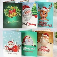 Diamond Painting Greeting Cards Merry Christmas Cards 5D DIY Diamond Painting Embroidery Kit Postcards Xmas Gift for Friends miniinthebox - thumbnail