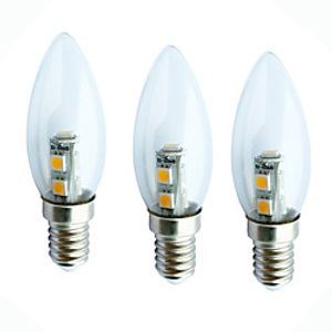 3pcs 1 W LED Candle Lights 60 lm E14 C35 7 LED Beads SMD 5050 Decorative 180-240 V Lightinthebox