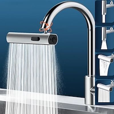 Faucet accessory - Waterfall Kitchen Tap Universal Bathroom Kitchen Faucet Multi Function 4 in 1 360 Swiveling Sprayer Head Filter Lightinthebox