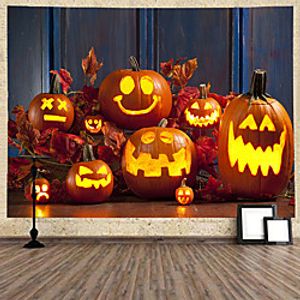 Halloween Wall Tapestry Art Decor Blanket Curtain Hanging Home Bedroom Living Room Decoration Psychedelic Haunted Scary Pumpkin Skull Skeleton Bat Castle Grim Reaper Polyester miniinthebox