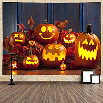 Halloween Wall Tapestry Art Decor Blanket Curtain Hanging Home Bedroom Living Room Decoration Psychedelic Haunted Scary Pumpkin Skull Skeleton Bat Castle Grim Reaper Polyester miniinthebox