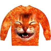 Men's Unisex Sweatshirt Pullover Orange Crew Neck Animal Cat Graphic Prints Print Daily Sports Holiday 3D Print Streetwear Designer Casual Spring   Fall Clothing Apparel Hoodies Sweatshirts  Long miniinthebox - thumbnail