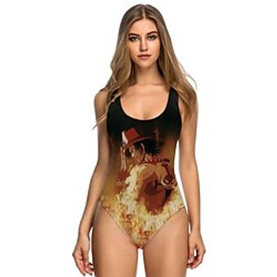 Women's Cute Swimwear Polyester Microfiber 3D Cartoon Black-White Costume Lightinthebox