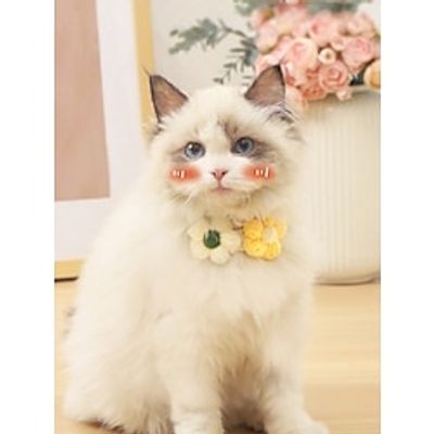1 piece of hand woven cat collar comfortable knit flower cute cat scarf small dog saliva towel pet accessory Lightinthebox