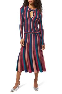 Metallic Stripes Keyhole Dress