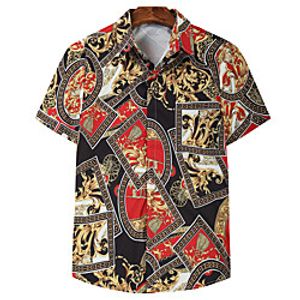 Men's Shirt Other Prints Graphic Short Sleeve Casual Tops Casual Black  Red Lightinthebox