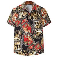 Men's Shirt Other Prints Graphic Short Sleeve Casual Tops Casual Black  Red Lightinthebox - thumbnail