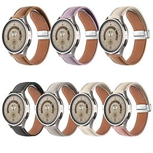 Smart Watch Band for Samsung Galaxy Watch 5 Pro 45mm 4 Classic 42mm 46mm 3 41mm Active 2 40mm 44mm Gear Sport S3 Frontier S2 2 Neo Live PU Leather Smartwatch Strap Two Tone Metal Clasp Leather Link Lightinthebox
