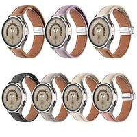 Smart Watch Band for Samsung Galaxy Watch 5 Pro 45mm 4 Classic 42mm 46mm 3 41mm Active 2 40mm 44mm Gear Sport S3 Frontier S2 2 Neo Live PU Leather Smartwatch Strap Two Tone Metal Clasp Leather Link Lightinthebox - thumbnail