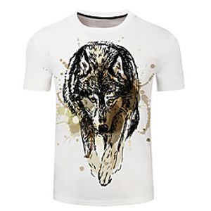 Men's Unisex Tee T shirt 3D Print Graphic Prints Wolf Plus Size 3D Print Short Sleeve Casual Tops Basic Designer Big and Tall White Blue Dark Green miniinthebox