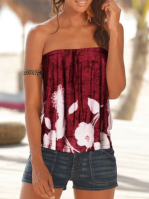YOINS Burgundy Random Floral Print Backless Sleeveless Cami YOINS Burgundy Random Floral Print Backless Sleeveless Cami
