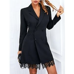 Women's Blazer Daily Casual Daily Spring Fall Long Coat Regular Fit Breathable Stylish Formal Jacket Long Sleeve Pure Color Stylish Black Lightinthebox