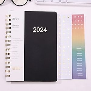 2024 Planner Weekly amp; Monthly Planner Strong Twin-Wire Binding Calendar 2024 Notebook Student Plan Book Business Schedule Book miniinthebox