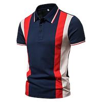 Men's Golf Shirt Golf Polo Work Casual Lapel Short Sleeve Basic Modern Color Block Patchwork Button Spring Summer Regular Fit White Navy Blue Golf Shirt Lightinthebox - thumbnail