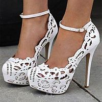 Women's Heels Stiletto Heel Round Toe PU Lace-up White miniinthebox - thumbnail
