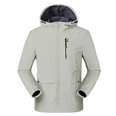 Men's Lightweight Jacket Hoodie Jacket Hiking Jacket Outdoor Daily Wear Warm Fall Winter Plain Fashion Streetwear Hooded Regular Black Blue Army Green Dark Gray Beige Jacket Lightinthebox