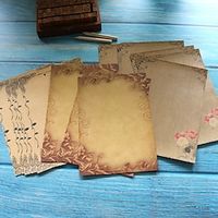 8pcs/set Kraft Brown Letter Paper Sheets Vintage Flower Design Letterhead Letter Writing Paper Letter Pad Drawing Sketch Pad Stationery. miniinthebox - thumbnail