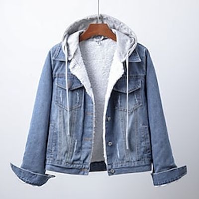 Women's Jacket Denim Jacket Hoodie Jacket Party Office Sport Fall Winter Short Coat Regular Fit Warm Elegant Jacket Long Sleeve Denim Button Belted Light Blue Dark Blue Casual Daily Lightinthebox Women's Jacket Denim Jacket Hoodie Jacket Party Office Sport Fall Winter Short Coat Regular Fit Warm Elegant Jacket Long Sleeve Denim Button Belted Light Blue Dark Blue Casual Daily Lightinthebox