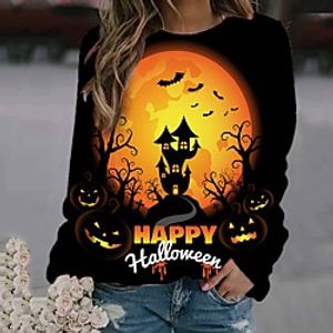 Women's Sweatshirt Pullover 3D Graphic Prints Pumpkin Print Casual Sports 3D Print Streetwear Halloween Hoodies Sweatshirts  Blue Yellow White Lightinthebox