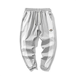 Men's Chino Chinos Pants Patchwork Letter Ankle-Length White Black Gray Lightinthebox