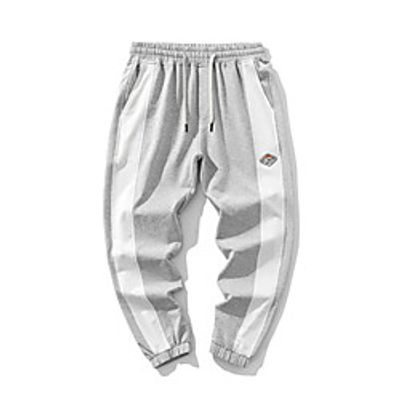 Men's Chino Chinos Pants Patchwork Letter Ankle-Length White Black Gray Lightinthebox