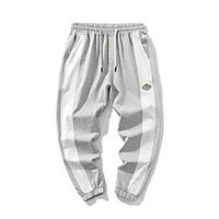 Men's Chino Chinos Pants Patchwork Letter Ankle-Length White Black Gray Lightinthebox - thumbnail