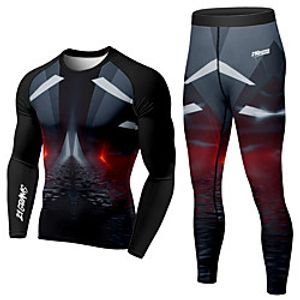 21Grams Men's 2 Piece Activewear Set Compression Suit Athletic Athleisure 2pcs Winter Long Sleeve Spandex Breathable Quick Dry Moisture Wicking Fitness Gym Workout Running Active Training Exercise Lightinthebox