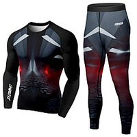 21Grams Men's 2 Piece Activewear Set Compression Suit Athletic Athleisure 2pcs Winter Long Sleeve Spandex Breathable Quick Dry Moisture Wicking Fitness Gym Workout Running Active Training Exercise Lightinthebox - thumbnail