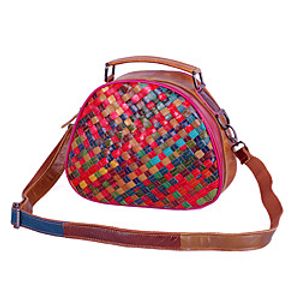 2020 new leather handbags, hand-woven cowhide bags, casual trendy bags, color striped single-shoulder small bags Lightinthebox