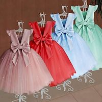 Kids Girls' Dress Solid Color Sleeveless Formal Performance Party Fashion Adorable Polyester Summer Spring Fall 2-12 Years Pink Red Blue Lightinthebox