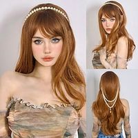 Synthetic Wig Uniforms Career Costumes Frozen Hell Girl Karneval Straight kinky Straight Middle Part Layered Haircut Machine Made Wig 26 inch Light Brown Synthetic Hair Women's Cosplay Party Fashion Lightinthebox - thumbnail
