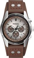 Fossil Mens Coachman Steel And Leather Casual Cuff Quartz Watch-CH2565