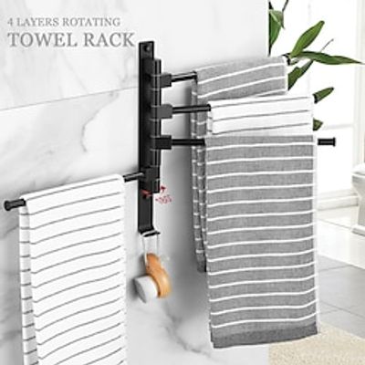 Towel Bar / Robe Hook / Bathroom Shelf Foldable / Multilayer / New Design Contemporary / Modern Aluminum / Metal 1PC - Bathroom 4-towel bar Wall Mounted miniinthebox
