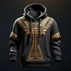 Graphic Viking Men's Fashion 3D Print Hoodie Sports Outdoor Holiday Vacation Hoodies Blue Green Hooded Print Front Pocket Spring   Fall Designer Hoodie Sweatshirt Lightinthebox