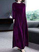 Round Neck Plain Maxi Dress - thumbnail