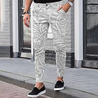 Men's Chinos Trousers Jogger Pants Pocket 3D Print Plants Graphic Prints Comfort Soft Office Business Basic Fashion Gray Black  Spring Lightinthebox - thumbnail